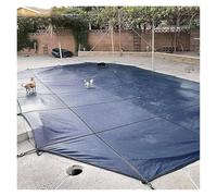 Bâche de sécurité robuste pour piscine creusée avec ancrages et kit d'outils de crochet, protection durable pour une utilisation en hiver sur terrasse en bois, béton et pavés