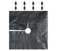 Bâche de sol de jardin - Toile anti-mauvaises herbes avec barrière anti-racines - Avec crochets - Bâche noire pour potager, aire de jeux, événements, tentes, serres - Gazon artificiel