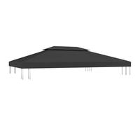 Bâche de toit de tonnelle de rechange - 4 x 3 m - Noir - Avec cheminée - 310 g/m² - Imperméable - Résistant aux intempéries - Avec fermeture - Pour jardin, terrasse, extérieur, tente de fête