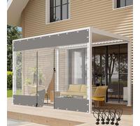 Bâche d'extérieur imperméable grise pour pergola et terrasse - 4 x 2 m - Bâche en plastique transparent robuste de 0,6 mm - Résistante aux UV et aux intempéries
