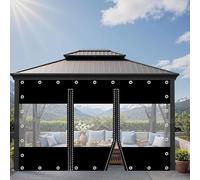 Bâche d'extérieur imperméable pour l'hiver - Panneaux latéraux transparents - 0,5 mm d'épaisseur - 2 fermetures éclair - Chaude - Parfaite pour le camping et les événements