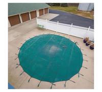 Bâche d'hiver ronde robuste de 9,1 m, imperméable et résistante aux déchirures en maille verte, pour piscines creusées avec matériel, convient aux tailles de 5,5 à 8,5 m