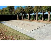 Bâche d'Hivernage Beige 8,60 x 4,60 m pour Piscine Maximum 8 x 4 m avec Grille Centrale d'Evacuation - Fabrication Française - Direct Usine - 550 g/m² - Livrée avec Sandows Cabiclic + Pitons Crosse