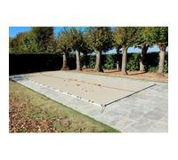 Bâche d'Hivernage Beige 10,60 x 5,60 m pour Piscine Maximum 10 x 5 m avec Grille Centrale d'Evacuation - Fabrication Française - Direct Usine - 550 g/m² - Livrée avec Sandows Cabiclic + Pitons Crosse