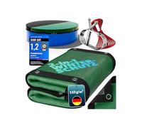 Bâche d'hivernage piscine - POOLOMIO - Ovale 7,30x3,70 m - Polyéthylène 110 g/m² - Noir/Vert - Cordon de serrage