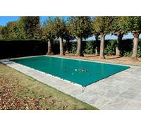 Bâche d'Hivernage Verte 9,60 x 4,60 m Pour Piscine Maximum 9 x 4 m avec Grille Centrale d'Evacuation - Fabrication Française - Direct Usine - 550