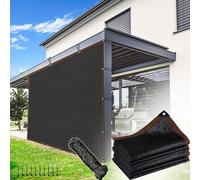 Bâche d'ombrage noire de 2,1 x 2,4 m en maille résistante aux UV avec œillets, idéale pour serre, terrasse, plantes, tomates, poulailler, grange et chenil, noir