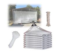 Bâche d'ombrage réfléchissante à 99 % en aluminium avec œillets, filet de protection UV 1 x 20 m pour voiture, terrasse, niche (2 x 7 m à 2 x 7 m)