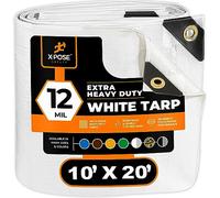 Bâche en polyéthylène blanche robuste de 3 x 6 m - Housse de protection multifonction - Durable, imperméable, résistante aux intempéries, aux déchirures et aux déchirures - Polyéthylène extra épais de