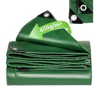 Bâche en PVC robuste 450 g/m² imperméable, œillets renforcés, résistante aux intempéries, UV, poussière, neige, bâche verte pour toit d'abri de jardin, poulailler, piscine, étang, caravane, camion