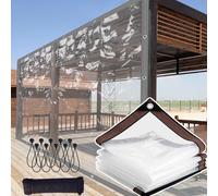 Bâche en PVC Transparent et imperméable de 0,18 mm, résistante, avec œillets, Corde et tendeurs for Une Protection extérieure optimale.(10x19 FT)