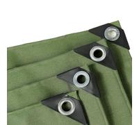 Bâche en toile verte robuste - 4 x 4 m - Bâche imperméable avec œillets pour toit de camping et protection extérieure - Housse polyvalente