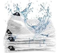 Bâche en vinyle transparente, imperméable, résistante aux UV et aux déchirures, avec œillets pour extérieur, housse anti-poussière pour une utilisation par tous les temps, 6 x 5,8 m