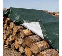 Bâche Étanche 360 x 400 cm Résistance Anti-UV Couverture Impermeable Exterieu avec Coins Renforcés et Œillets pour Meubles de Jardin Bois Piscine Trampoline, Armée Verte