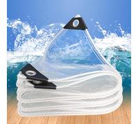 Bâche Étanche Transparente 100 x 660 cm Protection Contre Le Vent et La Pluie Bache de Protection Exterieur avec Cordon pour Piscine, Voiture, Mobilier, A