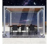 Bâche Étanche Transparente 150 x 340 cm 400G M², Imperméable, Indéchirable, Résistante à La Pluie Auvent Pliable Transparente pour Meubles de Jardin, pour L'Extérieur, A