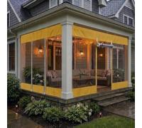 Bâche Étanche Transparente Avec Oeillets Double Fermeture Éclair, Durable | Bâche PVC Transparente Avec Corde de Fixation, Bâche de Protection Extérieure Pour Balcon Jardin(Yellow,W5.2m x H5.5m)