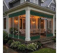 Bâche Étanche Transparente Avec Oeillets Double Fermeture Éclair, Durable | Bâche PVC Transparente Avec Corde de Fixation, Bâche de Protection Extérieure Pour Balcon Jardin(Green,W1.2m x H5.5m)