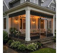 Bâche Étanche Transparente Avec Oeillets Double Fermeture Éclair, Durable | Bâche PVC Transparente Avec Corde de Fixation, Bâche de Protection Extérieure Pour Balcon Jardin(Black,W1.5m x H5.2m)