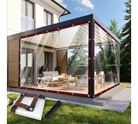 Bache Exterieur Impermeable 100 x 420 cm, en PVC, Imperméable, Transparente, Résistant Aux UV et Déchirure, Bâche de Protection avec Œillets Corde pour Meuble,Jardin, A