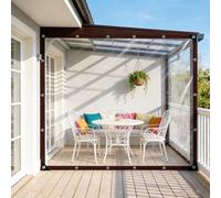 Bache Exterieur Transparente 4.4 x 9.3 m, en PVC, Imperméable, Transparente, Résistant Aux UV et Déchirure, Bâches de Protection Étanche avec Œillets Corde pour Meuble,Jardin, A