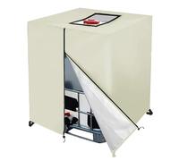 Bache IBC 420D 1000L, Housse de Protection Anti-UV Résistante pour Cuve Eau, Couvercle Imperméable pour Récupérateur d'eau de Pluie avec Fermeture Éclair,120x100x116cm (Beige,1 PC)