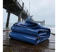 Bâche Imperméable 1.6 x 2.2 m Ultra Lourde, Polyéthylène, Imperméable Bâche avec Œillets avec Oeillets, Épaisse et Durable pour Bois de Chauffage, Meubles de Jardin, Bleu