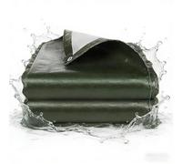 Bâche Imperméable 350 x 350 cm Résistance Anti-UV Bâche de Protection avec Oeillets avec Coins Renforcés et Œillets pour Meubles de Jardin Bois Piscine Trampoline, Armée Verte