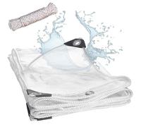 Bâche Imperméable 4.4 x 5.7 m Imperméable Epaisse Multifonction PVC Feuilles de Plastique, Bache de Serre pour Jardin, Voitures, Piscines, Bateaux, Blanc