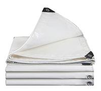 Bâche imperméable 6 x 8 m - Résistante - 160 g/m² - Blanche - Avec œillets - Bâche d'extérieur pour toiture de jardin et protection contre les intempéries