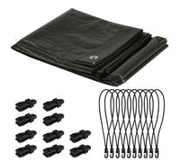 Bâche imperméable avec œillets, bâche en tissu 2 x 2 m, 200 g/m², PE indéchirable, avec œillets, résistant aux intempéries, bâche de protection en bois Tarpaulin, avec 10 clips de store, 10 cordes