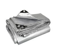 Bâche imperméable avec œillets - Bâche réfléchissante robuste - Protection multifonction pour bateaux, anti-poussière et pluie - Argenté - 6 x 8 m