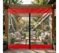 Bâche Imperméable en Plastique Transparent Avec Œillets et Fermeture Éclair | Bords Renforcés de Protection Extérieure, Résistant Aux UV et Déchirures Pour Pergola, Serre, Balcon(Rouge,W1.2m x H5.5m)