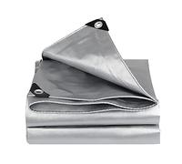 Bâche imperméable en polyéthylène 160 g/m² - Bâche imperméable pour extérieur avec œillets - Gris argenté - 6 x 8 m - Pour camping, jardin, voiture