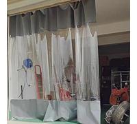 Bâche imperméable en PVC transparent, 1,8 x 3,3 m, gris, pour tonnelle, abri d'auto, vitre latérale résistante aux intempéries, avec œillets