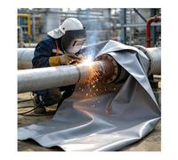 Bâche imperméable et résistante aux déchirures, couverture de soudage ignifuge pour protection contre les étincelles, housse isolée en fibre de verre pour zone de travail de barbecue (1,9 x 1,4 m)