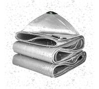 Bâche Imperméable Étanche 360 x 680 cm Imperméable Bâche Industrielle Trous Soudés Renforcés pour Meubles de Jardin Bois Piscine Trampoline, Argent