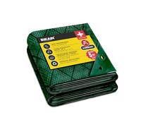 Bâche imperméable pour l'extérieur - 5x8m - 120 g/m2 - Trous soudés renforcés - Polyéthylène laminé croisé 3 Couches - Vert - Protection Totale - Extra Forte - Bikain