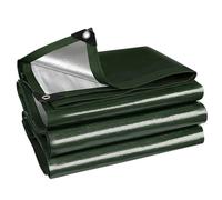 Bâche imperméable robuste et imperméable 1,5 x 4 m, 0,2 mm d'épaisseur, résistante aux UV, œillets, réversible vert/argenté, idéale pour auvent, tente, bateau, camping-car, piscine