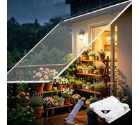 Bâche Imperméable Transparente 110 x 145 cm 400 G M² Anti-Déchirure avec Corde Bâches de Protection Étanche, Bâche Couverture PVC Résistante pour Jardin, Ferme, Bassin, Transparent