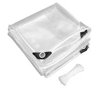 Bâche Imperméable Transparente 370 x 520 cm avec Œillets Bâche de Protection Extérieur Imperméable Transparente Anti Déchirure pour Terrasse, Balcon, Jardin, Couleur Transparente