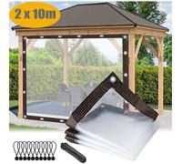 Bâche Imperméable Transparente avec œillet,2x10m Bâche de Protection Plantes,Imperméable à la Pluie,Résistant à la Poussière