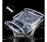 Bâche Imperméable Transparente avec Œillets 180 x 220 cm en PVC Bâche Transparente pour Pergola Isolation des Plantes pour Pavillon, Abris de Voiture, Balcons, Couleur Transparente