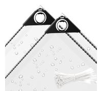 Bâche Impermeable Transparente avec Œillets - Protection Indéchirable en PVC pour Bois, Bateau, Jardin, Piscine, Serre, Plantes (2.4X3 M)