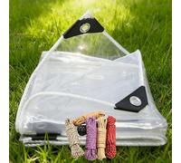 Bâche Imperméable Transparente avec Oeillet 111 x 325 cm en PVC Transparent Bache Transparentes Exterieur Plastique Epaisse Multifonction pour Terrasse, Balcon, Jardin, Couleur Transparente