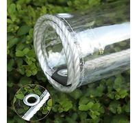 Bâche imperméable transparente en PVC robuste pour balcon, tonnelle, pergola, personnalisable, avec œillets, 500 g/m², 0,8 x 3,7 m