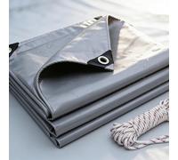 Bâche Multi-Usage 380 x 380 cm Imperméable, Ultra Lourde et Résistante, Anti UV, Anti-Déchirure et Résistante avec Oeillets Bâche Couverture Étanche pour Tonnelle, Camping, Gris