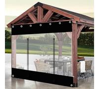 Bâche Noire Transparente Panneaux Latéraux Pergola,Rideau De Pluie Avec Porte À Fermeture Éclair,Rideau De Bâche Extérieur Transparent Imperméable,Bâche Pvc Avec Œillets,L×H-1.5×2.2m(4.9*7.2ft)