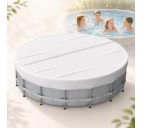 Bâche Piscine Ronde Protection Imperméable Oxford UV Cordon de Serrage | Hivernage Hors Sol Antipoussière Résistante aux Déchirures Été Hiver Pliable Intempéries Feuilles Pluie(White,15FT/470cm)