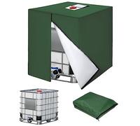 Bache pour Cuve 1000L IBC, 420D Réservoir d'eau Couvercle, Anti-UV Housse Protection Cuve, Bâche de Protection Cuve IBC avec Fermeture éclair, 120 x 100 x 116 cm(Vert)